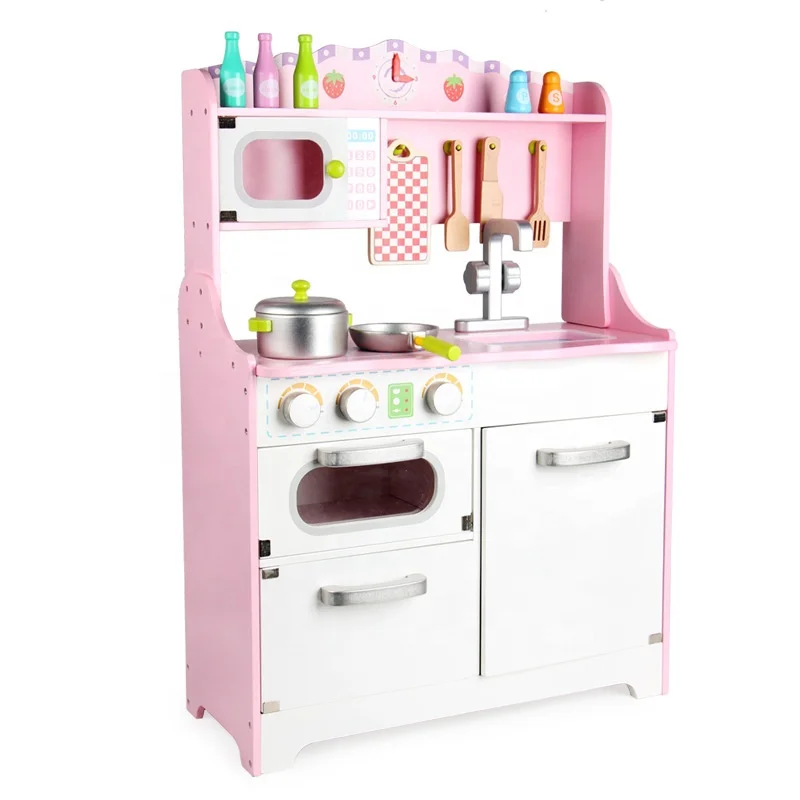 Kids Toys Strawberry Kitchen Wooden Pretending Cooking