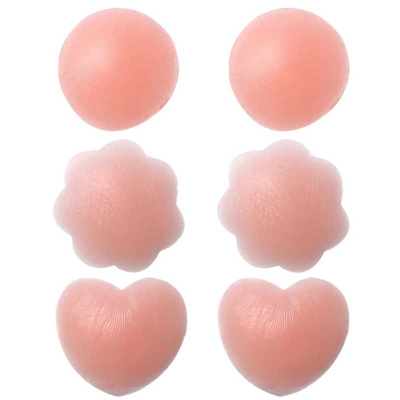 Dropship Multiple Styles Lady Breast Petals Opaque Invisible Reusable Strapless Non Adhesive Pasties Silicone Nipple Cover  bra