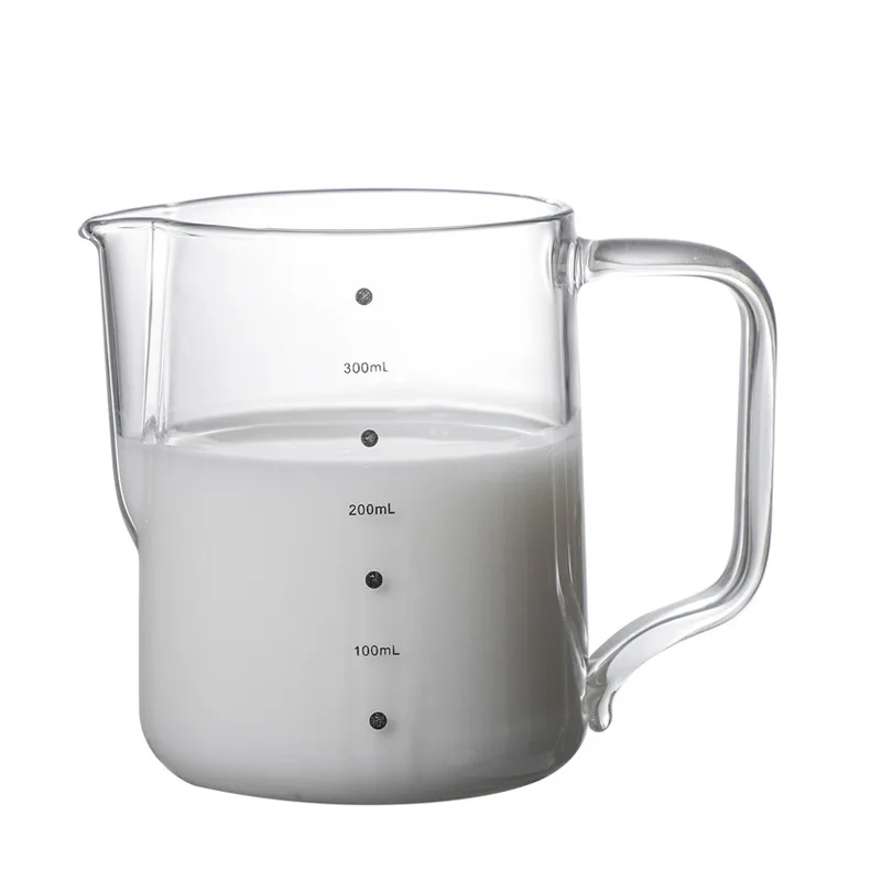 High Borosilicate glass coffee milk jug with handle 300ml/ 500ml