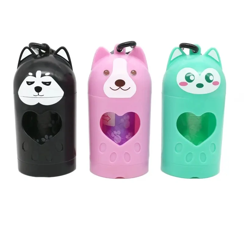 Cute Animal Shape Hands Free Dog Poop Bag Clip Holder Leash Pet Waste Bag Carrier Dispenser