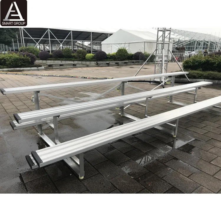 Indoor Gym Tip-N-Roll Bleachers 3 Row 15 Seat Aluminum Bleacher  For Basketball Court
