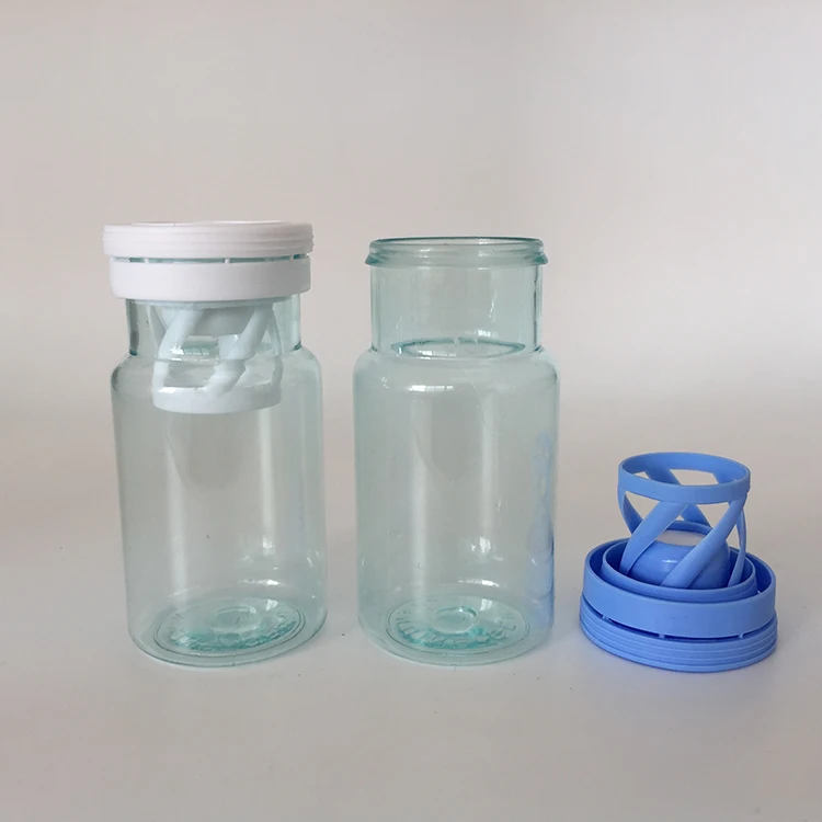 BPA free food grade 50ml plastic PET desiccant spring cap bottle, effervescent tablet pill bottle