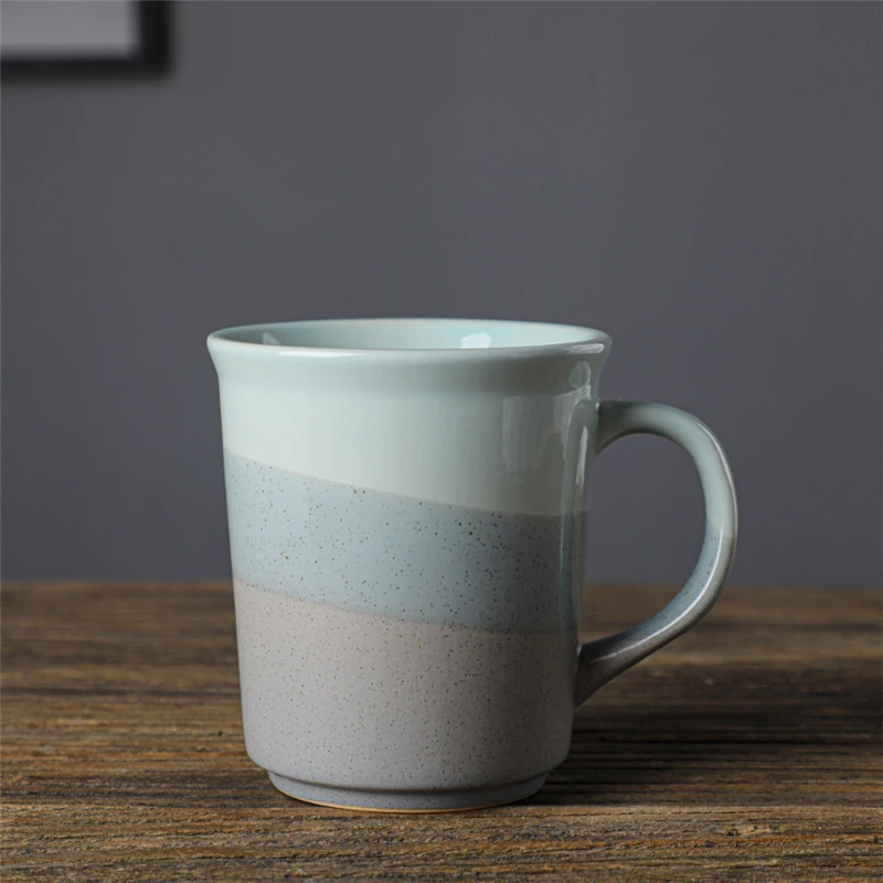 400ml  13oz Japanese style ceramic coffee mug retro personal handmade cup with handle vintage Coarse pottery mug
