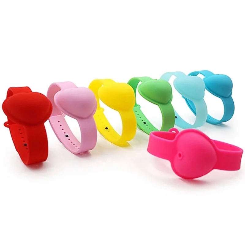 10ml Kids Toy Pocket Watch Band Bottle Refillable Heart Dispenser Spray Rubber Hand Bracelet Wristband Sanitizer Holder
