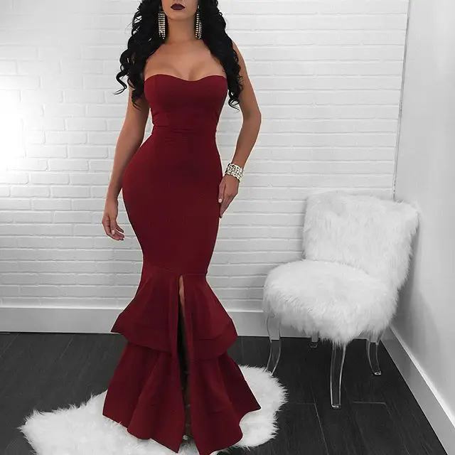 
LL0153 Sexy off-the-shoulder fishtail dress 