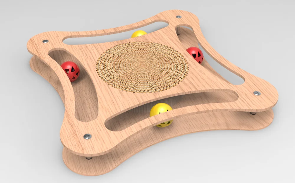 Tunnel Ball Track Cat Toy Durable MDF wooden Cat Scratcher Toy Interactive cat toy