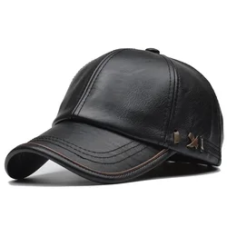 High Quality PU Leather Baseball Cap Winter Cap Men Snapback Hat Bones Casquette Gorras Para Hombre Mens Trucker Plain Dad Cap
