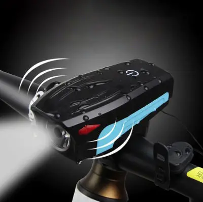 Xunting Rainproof  Safety Warning Light USB Charge 5 Modes Switch Bicycle Horn Headlight Bike Front Light