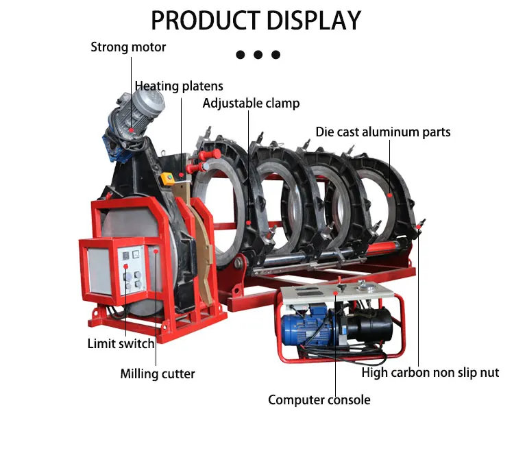 BADA Factory Hdpe Pipe Diameter 500 630 800 1000 1200 16000mm fusion Butt Welding Machines for Sale Butt fusion Machine Price