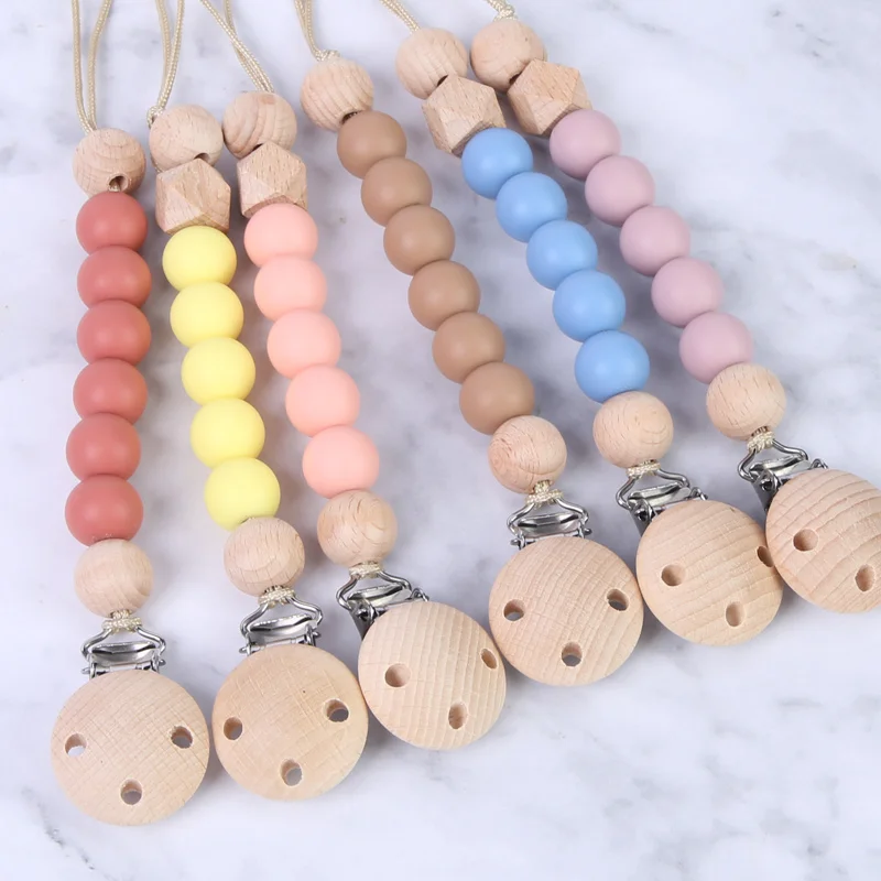 Hot Sale Sublimation Beads Soothe Dummy Clip Silicone Baby Pacifier Holder Clip
