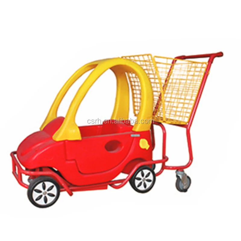 RH-SK03 1400x580x960mm  shopping mall Plastic Cute kids shopping cart with toy car