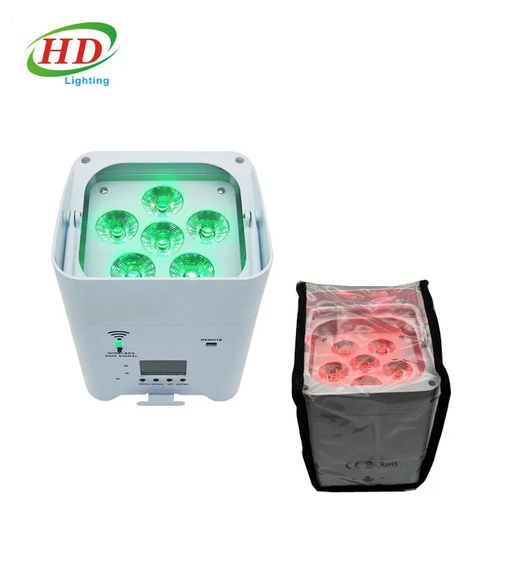 Professional Dj Lights 6X18W RGBWA UV 6 IN 1 Uplights Battery Power Wireless DMX LED Flat Par Lights For Dj Wedding Event