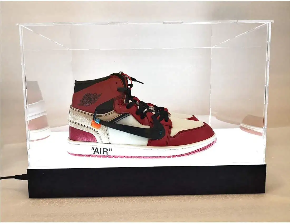 Transparent Acrylic Panels Display Cases Shoes Collection Box With Led light Clear Shoes Acrylic Storage Box