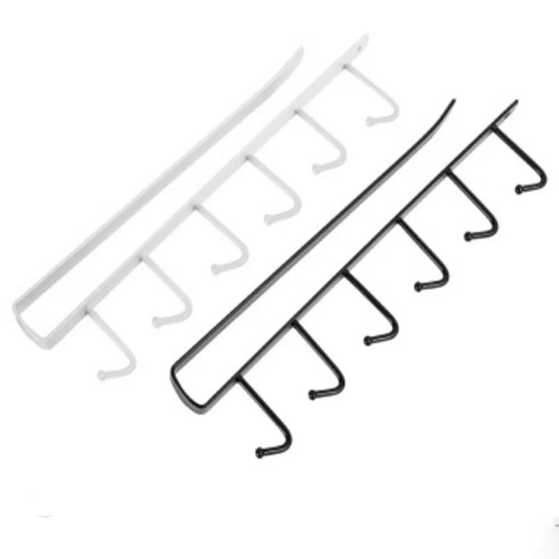 New Rack Holder 6 Hooks Metal Under Shelf Mug Cup Cupboard Kitchen storage Hanging Rack Holder