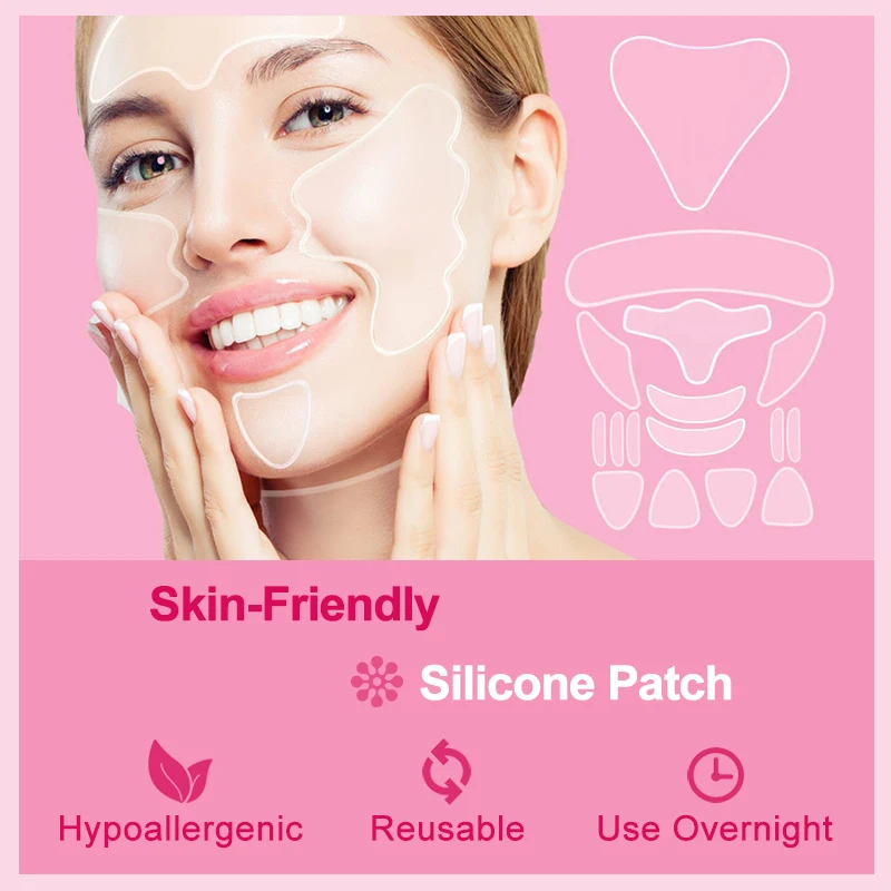 5 11  1618 Pcs Anti Wrinkle Pads Set Reusable Silicone Patches Face Forehead Eye Chest Belly  Remove Line Eyepatch