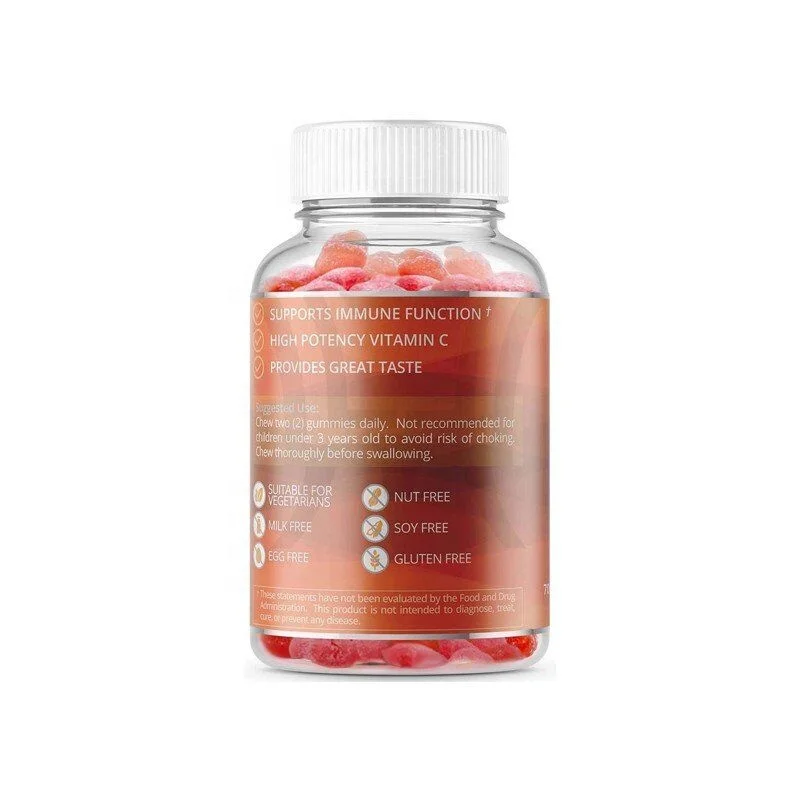 Raspberry Flavor Vitamin C Elderberry Gummies With Propolis & Echinacea Extract Supports Immune Function & Provide Great Taste