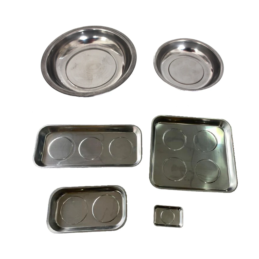 stainless steel bowl shape magnet tool tray round or rectangular magnetic plate
