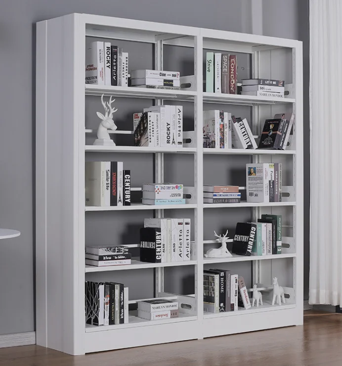 Library Furniture Bookshelves Double Column Wholesale Steel Metal Stainless Steel Key Lock Library School Modern Library Not Rak
