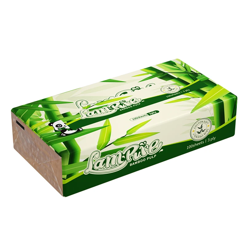 Ультрамягкие бамбуковые салфетки для лица Lampure 30 пакетов 100 салфеток в коробке 3 слоя (всего 3000 салфеток)