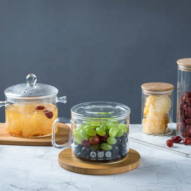 Factory clear pyrex glass cooking pot double ear glass pot for kitchen
