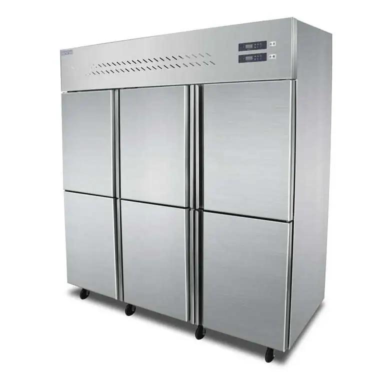 Automatic defrosting fan cooling 6 door upright fridge vertical side by side freezer refrigerator for restaurant
