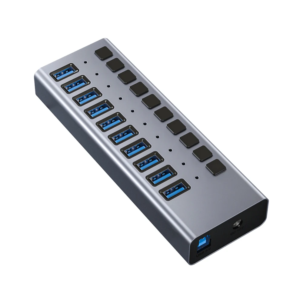 Multifunctional Multiport USB Adapter 7 10 13 16 Ports USB 3.0 hub 5Gbps with Individual Switches for USB Devices