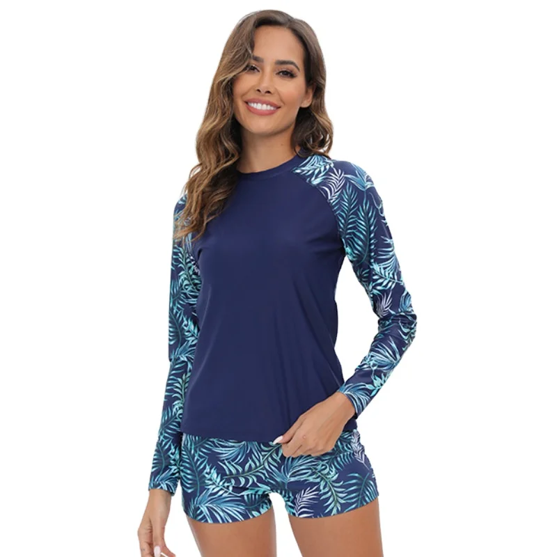 Trendy Women s Swimwear Cross Border Split Style Long Sleeved Surfing Suit