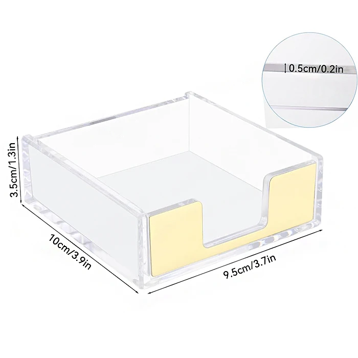 Desktop Rectangular Clear Acrylic Sticky Notes Stand Holder Lucite Memo Notepad Holder For Stationery Shop