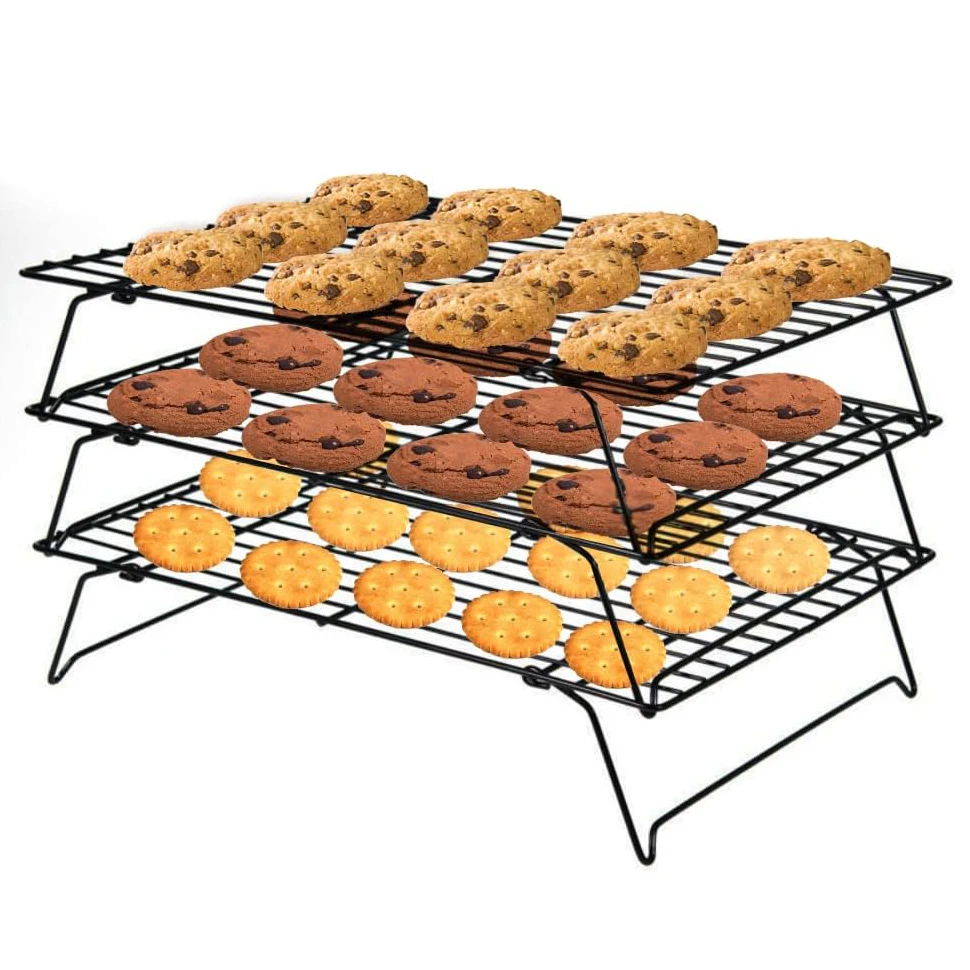 Cooling Rack Baking Food Safe Kitchen Wire Racks Bakery Cake Bread Stainless Steel Baking Sheet Tray Cooling Rack