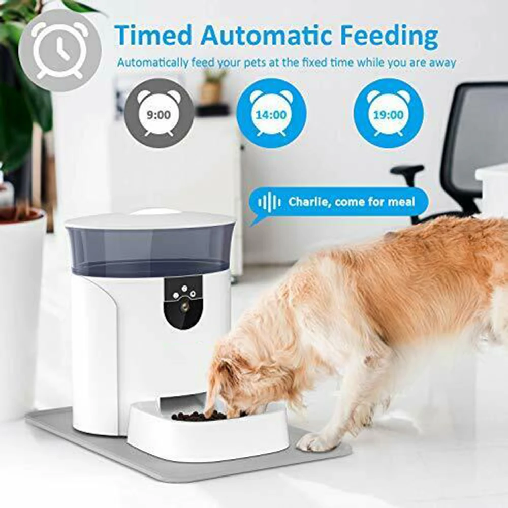 RSH Factory Wifi Remote Camera Control 7L Dog Food Feeder Smart Microchip Automatic Pet Feeder