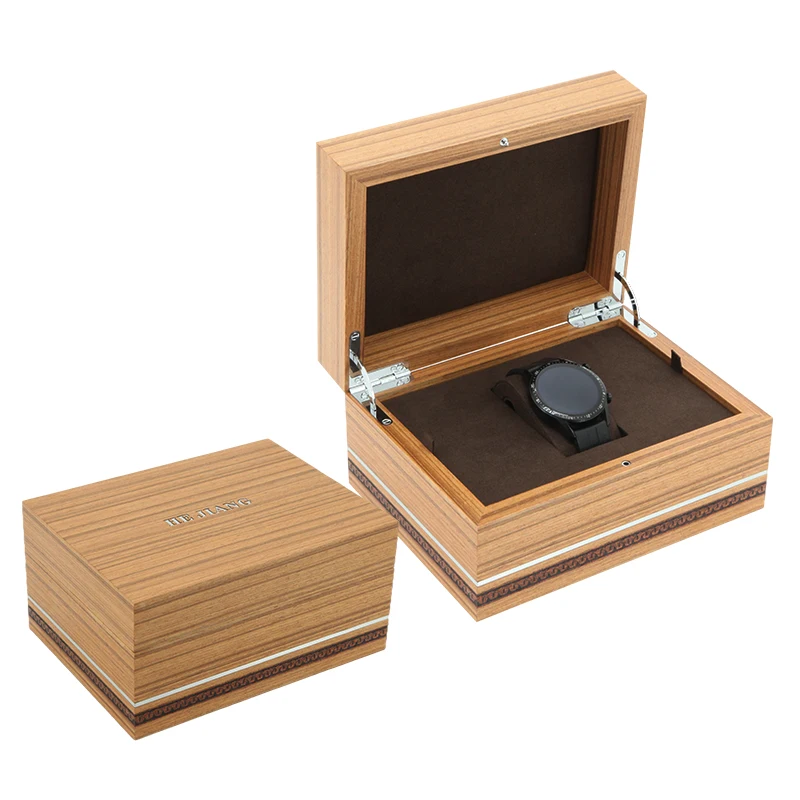 Высококачественная коричневая индивидуальная Роскошная деревянная коробка для наручных часов с логотипом под заказ Подарочная