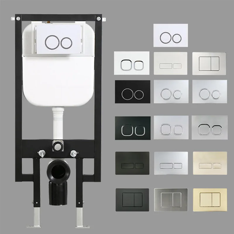 Bathroom Sanitary Plastic Flush Tank Dual Flush Wall Hung Push Button Hidden Toilet Tank