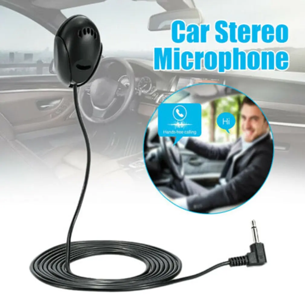 Mini 3.5mm Wired Paste Type External Microphone Car Audio Mic For DVD Radio Stereo Speaker