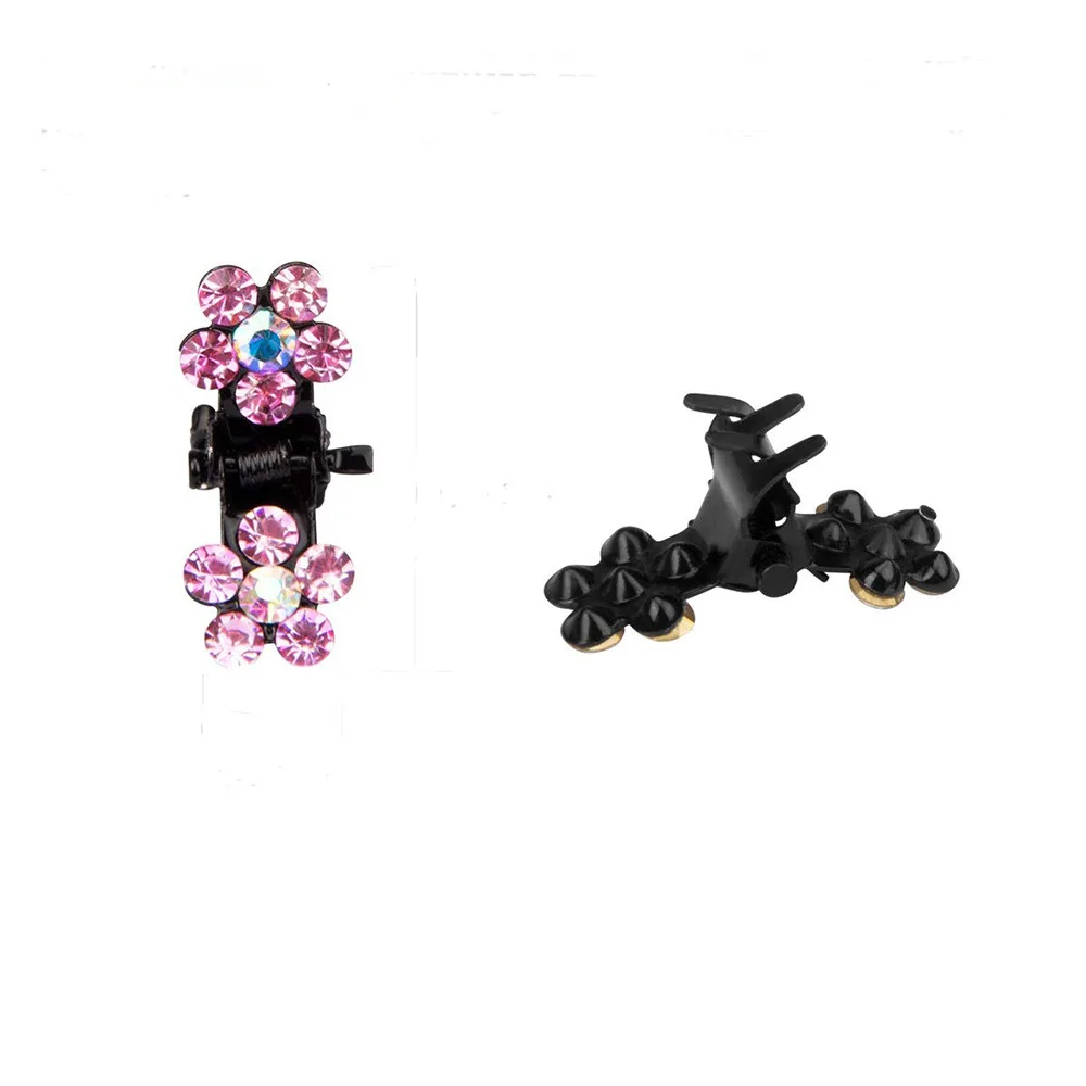 Lovely Rhinestone Color Flower Mini Plastic No-Slip Grip Jaw Glitter Teeth Clips Hairpins Claw Clips Hair Accessories For Women