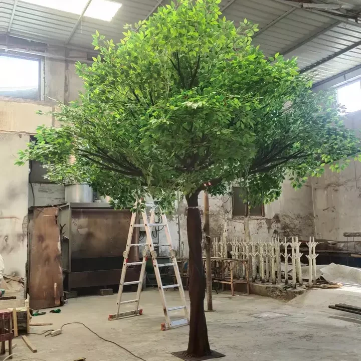 Оптовая продажа 3 м ширина стекловолокно искусственное дерево banyan большое декоративное для декора отеля