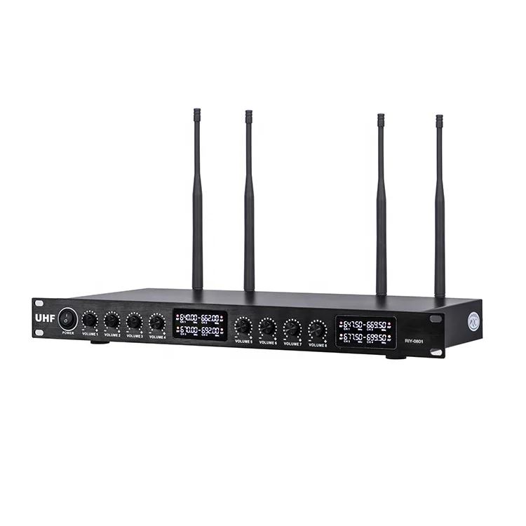 RIY-0801 Professional UHF 8 Channel Wireless Microphone Vocal Handheld Mic for Stage Performance