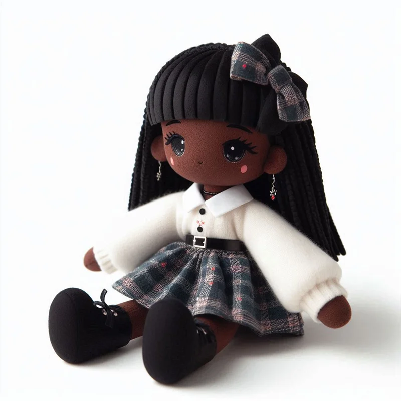 Custom OEM Personalized Soft Baby African Plush Rag Doll Custom Plush Black Fairy Doll For Sleeping