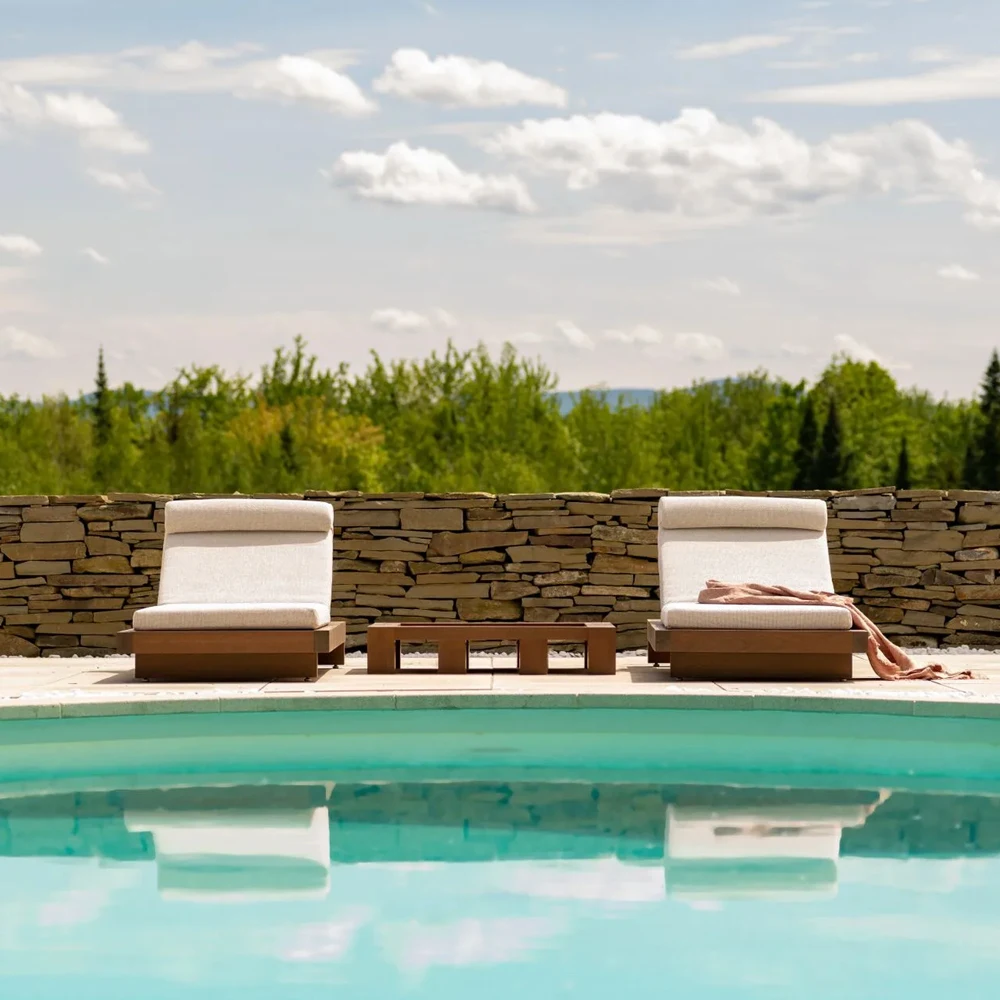 High-end rattan outdoor furniture patio pool side garden sun lounger set chaise chairs cushion for project