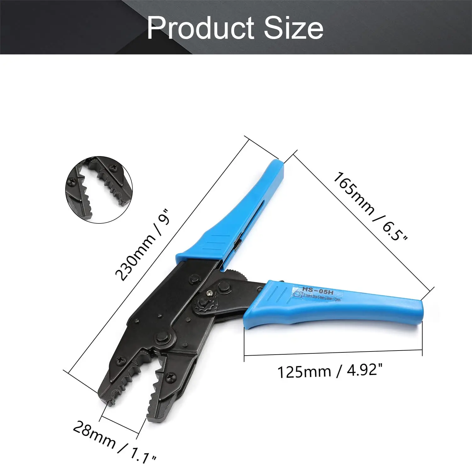 HS-05H 9 inch Ratchet Crimping Press Plier Crimper Tool 05H for 0.25-6.0mm2 Wire Insulated Terminal