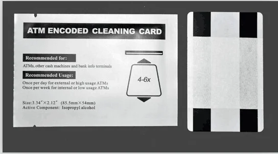 ATM Slot Cleaner Alcohol Free Pre-saturated Solution Flocked PVC Magnetic Cleaning Card with Encoder