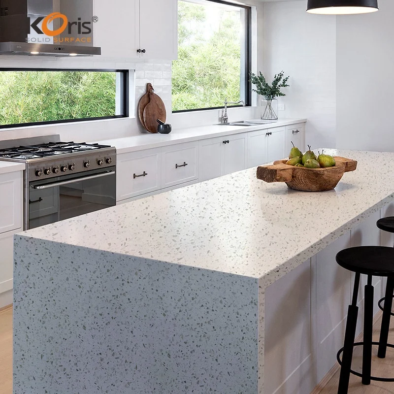 Koris modified acrylic solid surface chips colors kitchen worktops