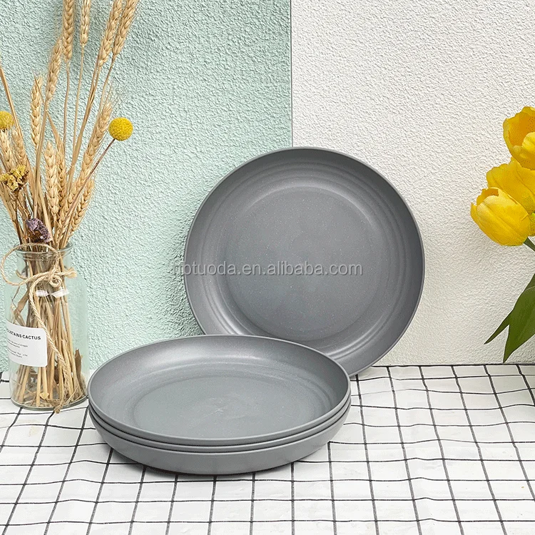 Tuoda02  10'Wheat Straw Plates Unbreakable Dinner Plates Dishwasher & Microwave Safe Reusable Lightweight Plastic Plates