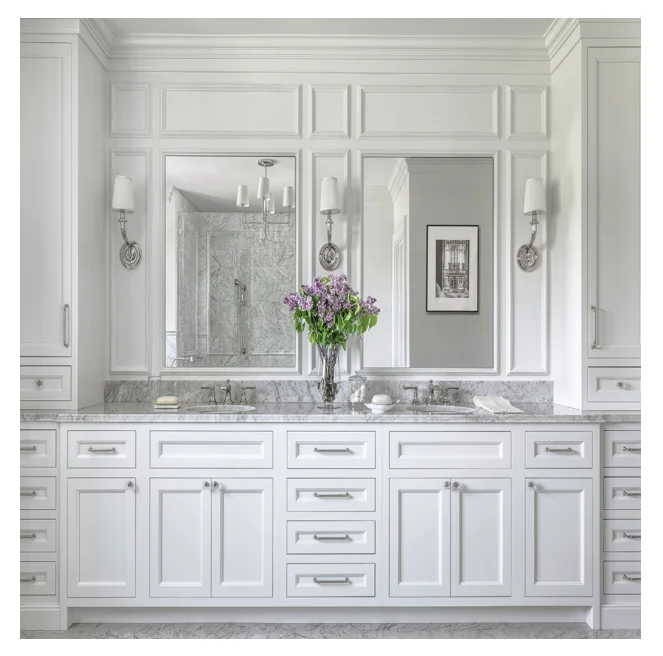 Wholesale RTA style iron white shaker solid wood vanity bathroom vanities cabinet for bathroom