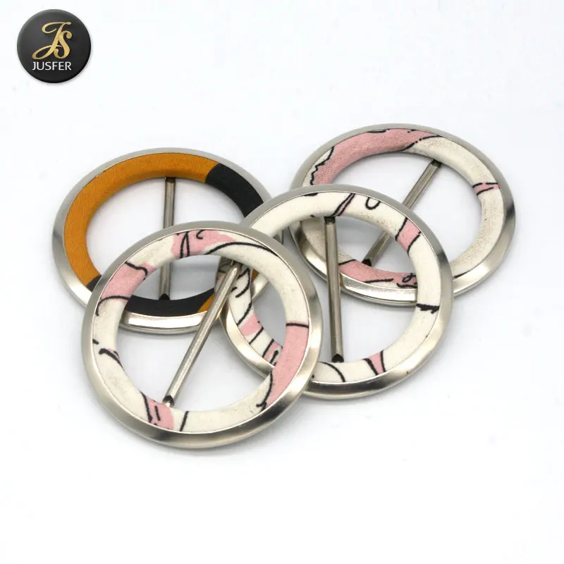 1.5 inch round buckle with ring fabric belt buckle