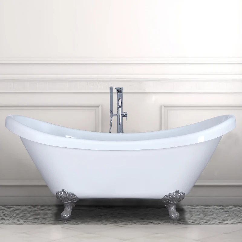 Bathroom Popular Seamless Acrylic Curve Freestanding Bathtub Surging Massage Stone Bath Tub