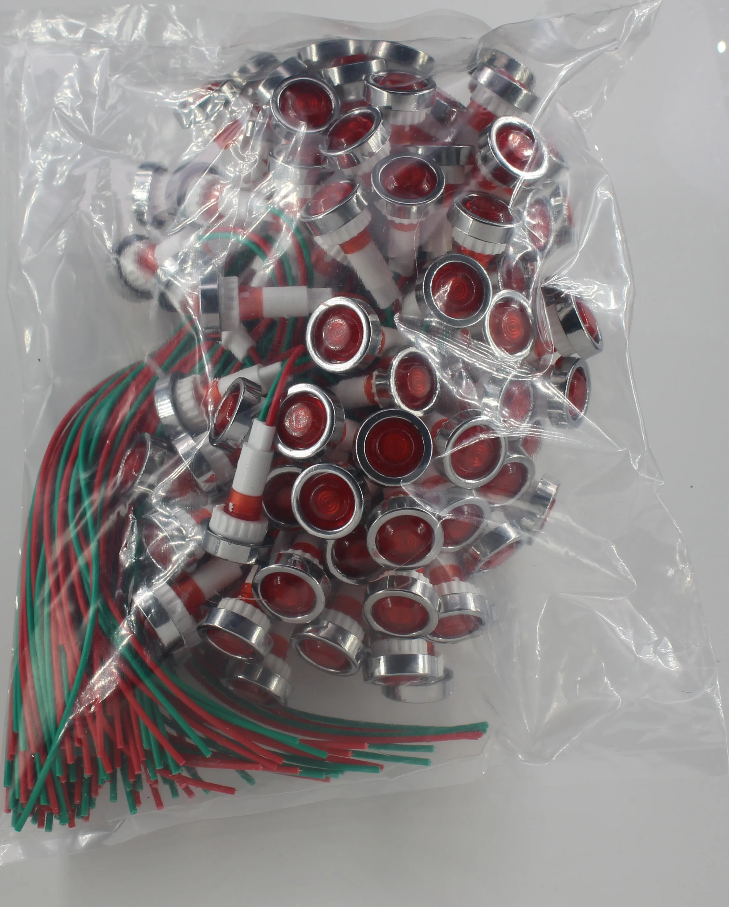 Yueqing Factory DC12V DC24V AC220V AC380V 10mm Neon Signal Lamp XD10-7 Indicator Lamp Light with 20CM wire