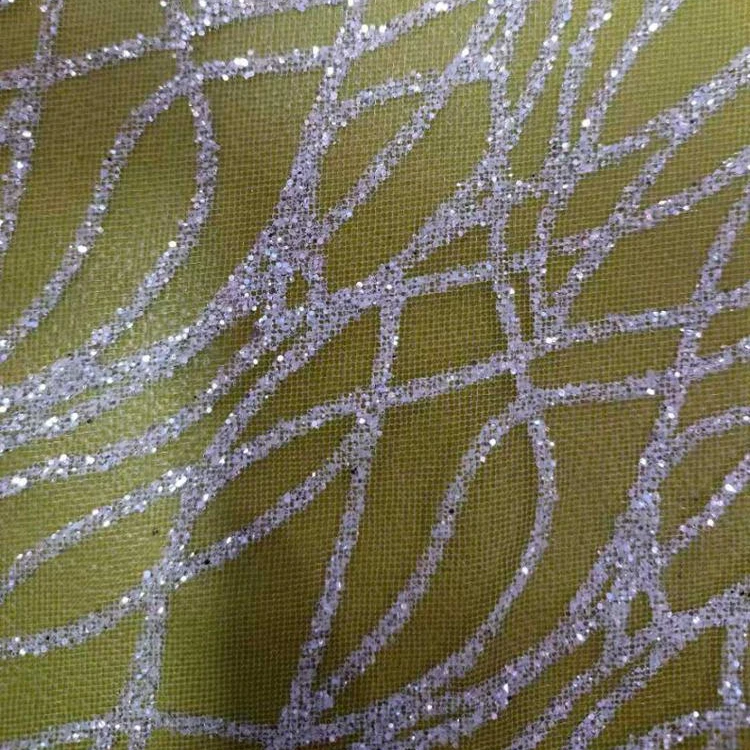 Ivory glitter 3m width tulle lace wallpaper fabric glue glitter glow fabric wholesale