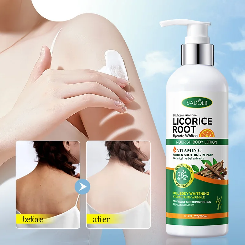 SADOER 260ml licorice root hydrate whiten nourish herbal body lotion instant whitening moisturiser body lotion vitamin c