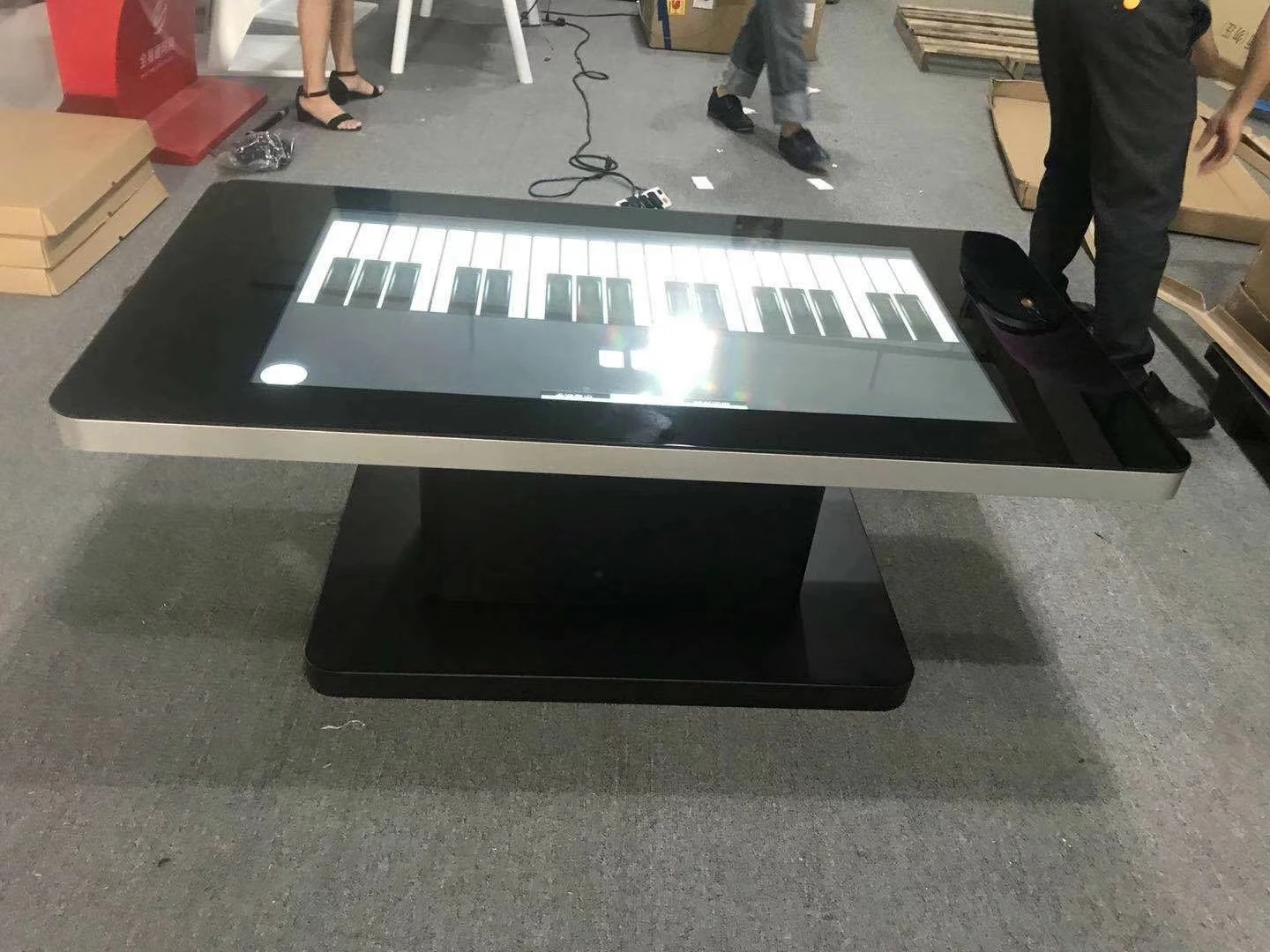 Coffee environment metal stand capacitive game with touch screen restaurant table interactive