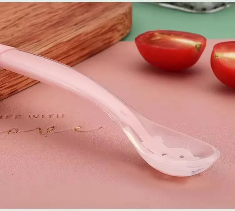 New Design Double Head scraper mud spoon Stainless Steel Fruit Mud Spoon Baby Silicone Spoon for Kids